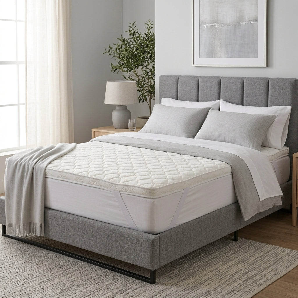 Colchoneta Topper Jacquard Blanca Acolchada 10cm de grosor