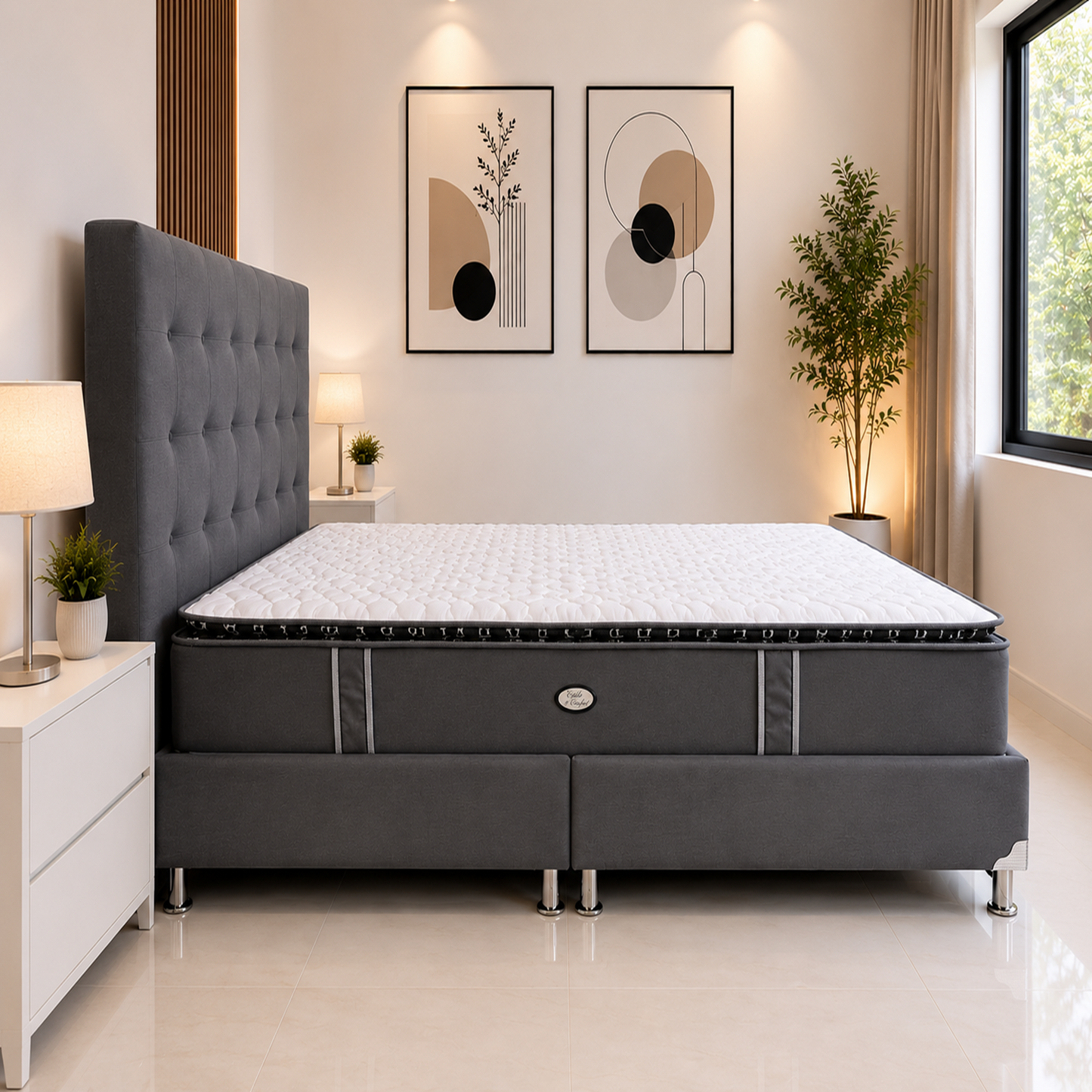 COMBO COLCHON CONFORT MAS BASECAMA Y CABECERO