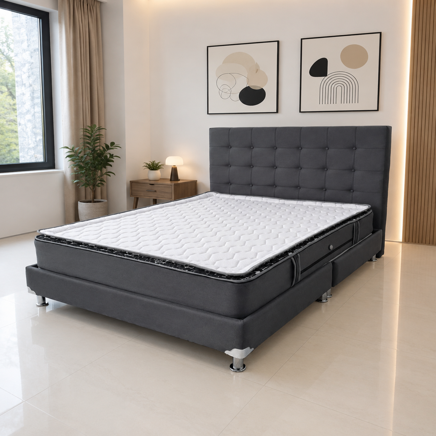 COMBO COLCHON CONFORT MAS BASECAMA Y CABECERO