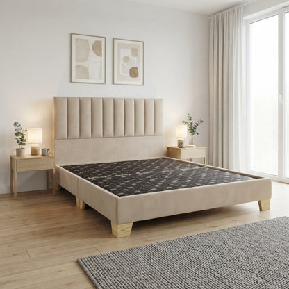 Basecama Dividida Pata Madera + Cabecero Monaco Tela Elegante