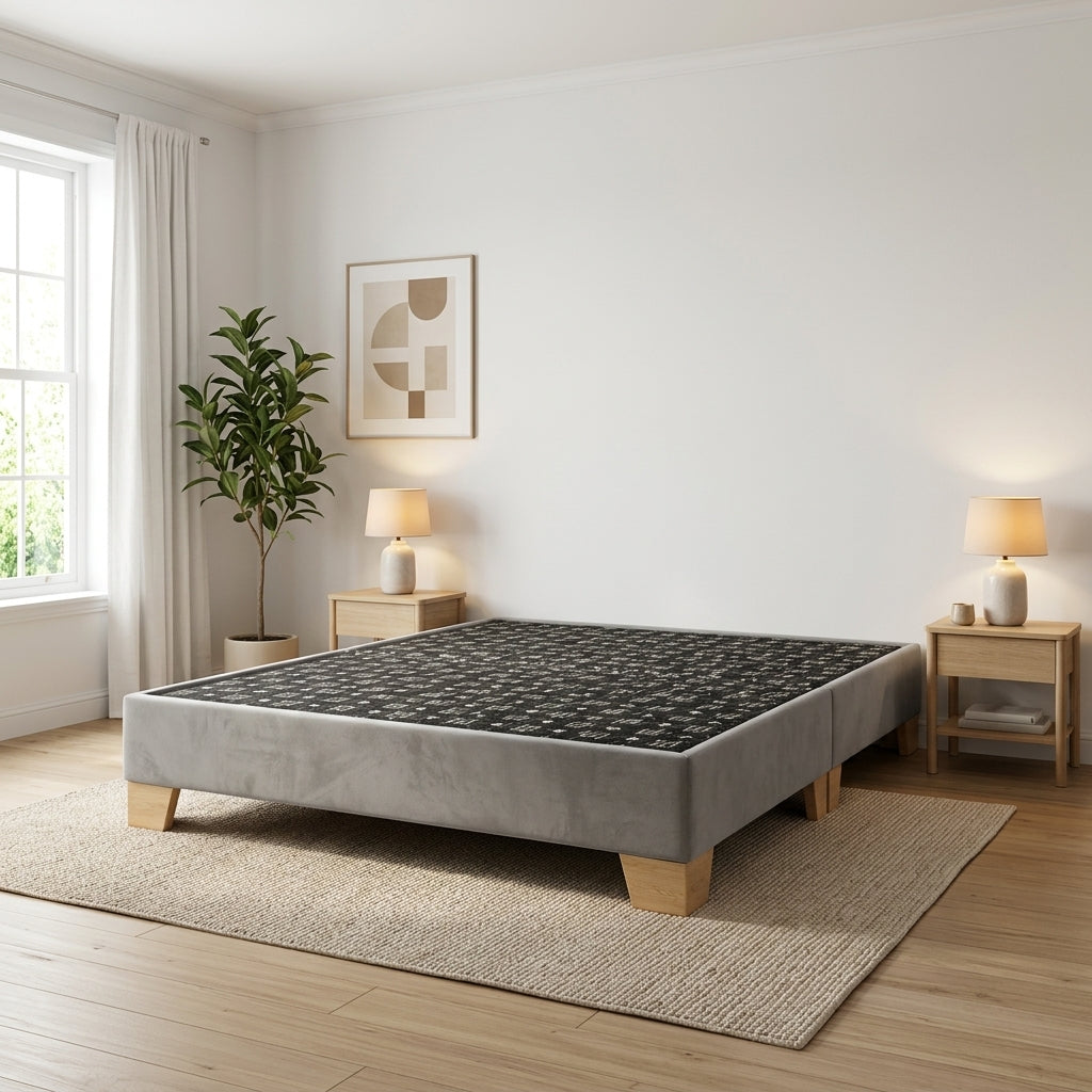 Basecama Dividida Tapizada en Tela Elegante Pata Madera