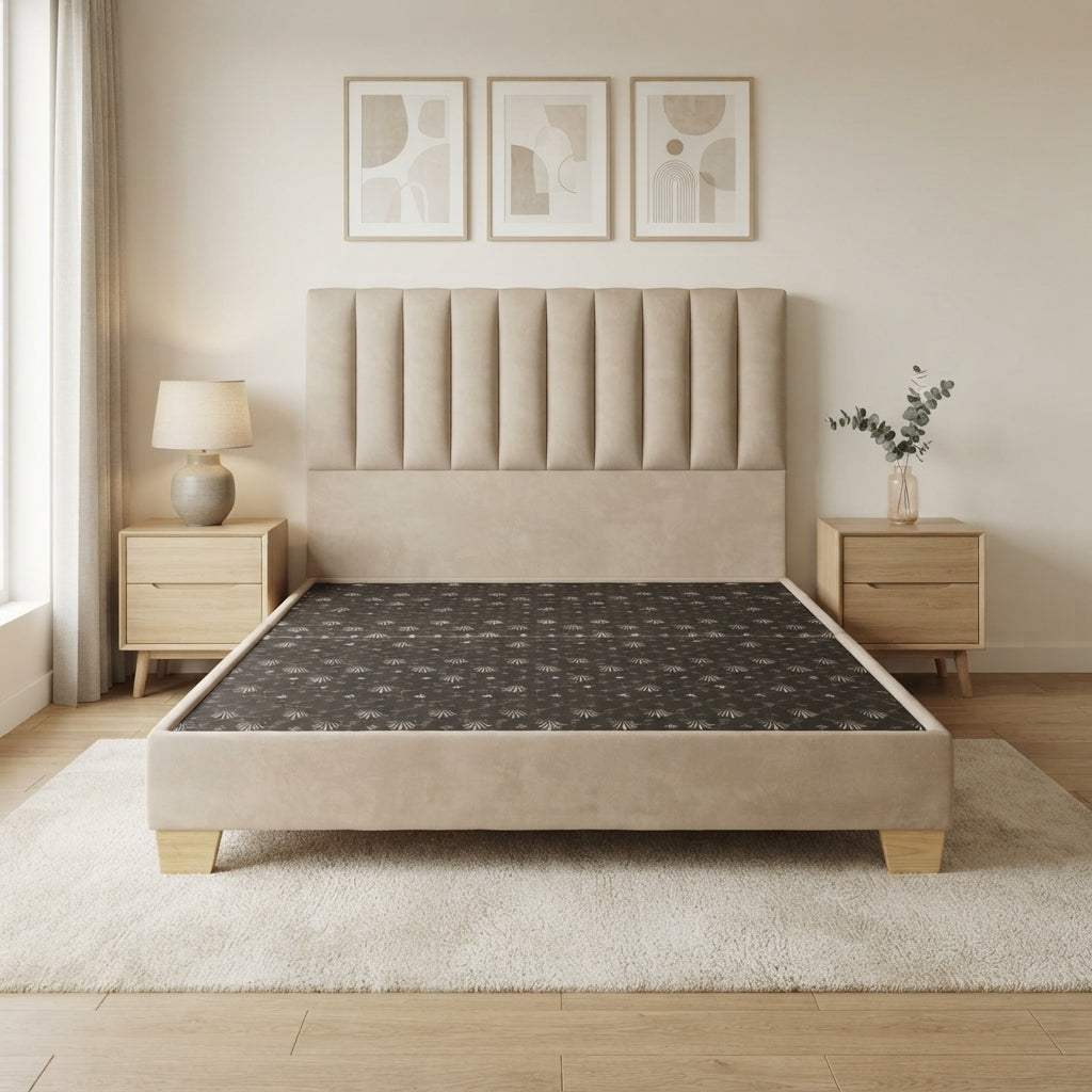 Basecama Dividida Pata Madera + Cabecero Monaco Tela Elegante