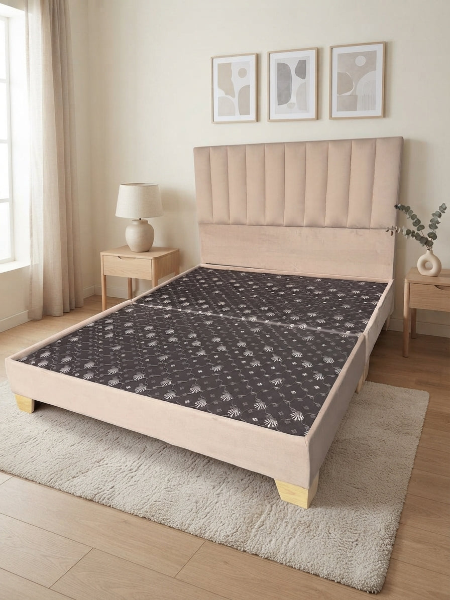 Basecama Dividida Pata Madera + Cabecero Monaco Tela Elegante