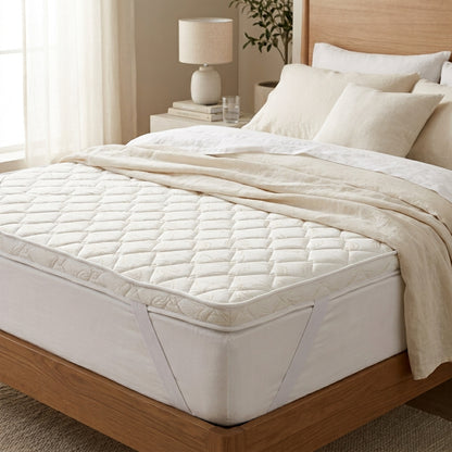 Colchoneta Topper Jacquard Blanca Acolchada 10cm de grosor