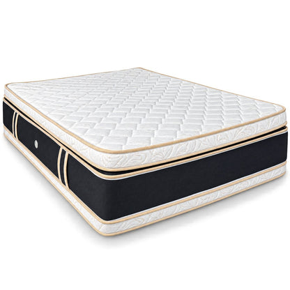 Combo Basecama+Cabecero Monaco Tapizado Tela Gris+Colchon Pillow Top