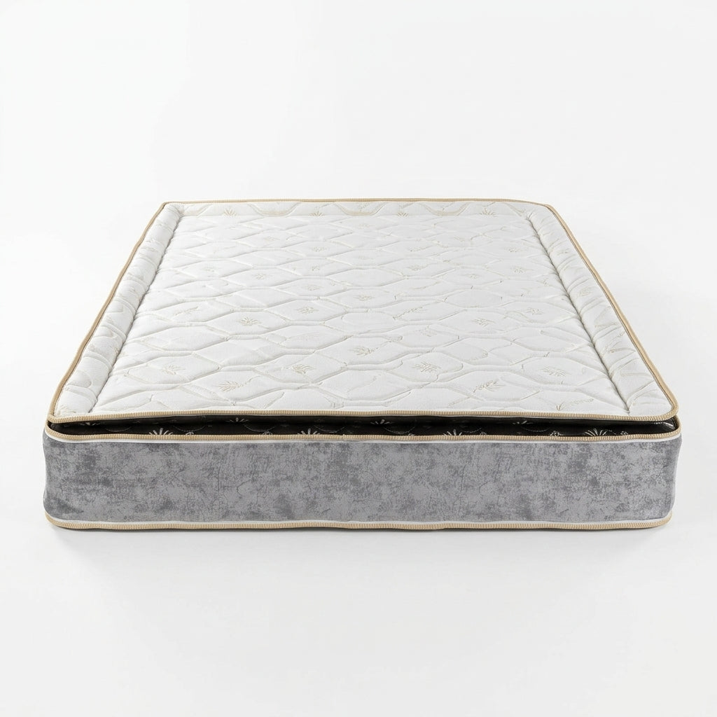 Combo Basecama+Cabecero Deko Tela Elegante +Colchon Ortopedico Resortado