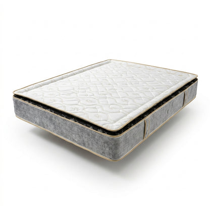 Combo Basecama+Cabecero Deko Tela Elegante +Colchon Ortopedico Resortado