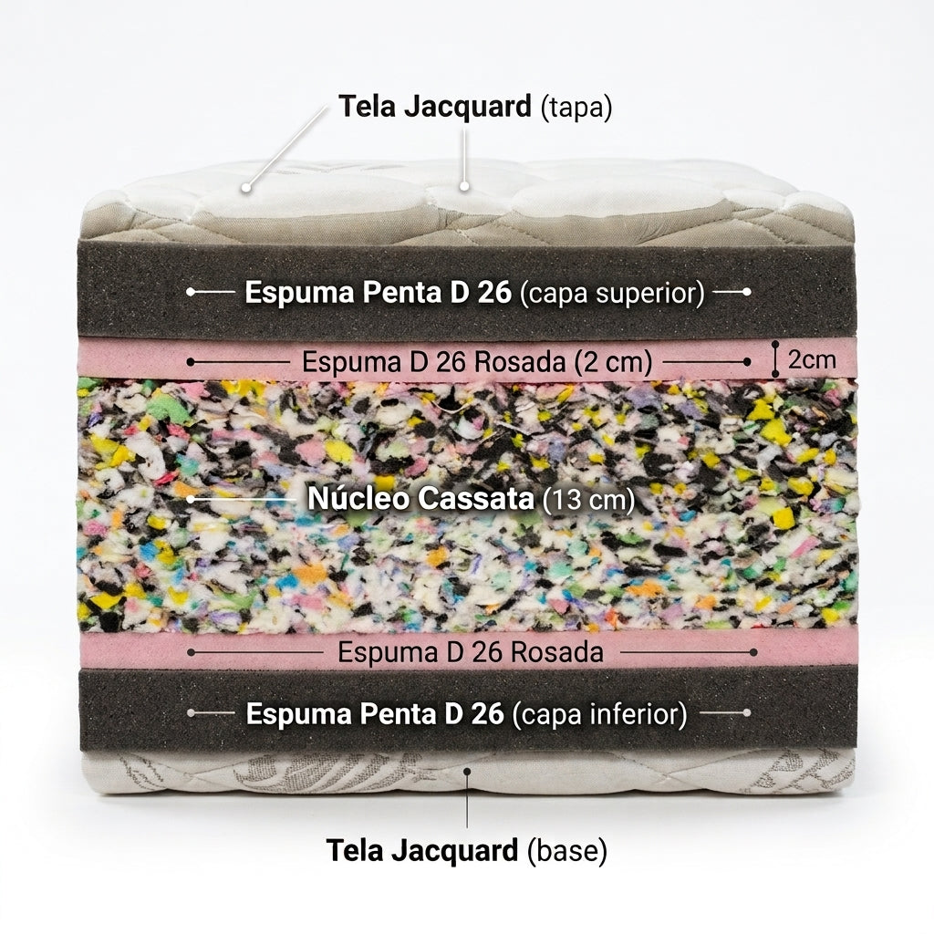 Combo Basecama+Cabecero Capitoneado tela arena+Colchón Cassata Pillow Top Clínico