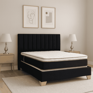 COMBO BASECAMA CON CABECERO MONACO  MAS COLCHON ONETOP  PARA MADERA