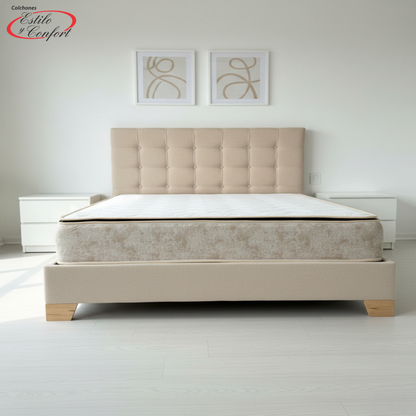 COMBO COLCHON CONFORT MAS BASECAMA Y CABECERO