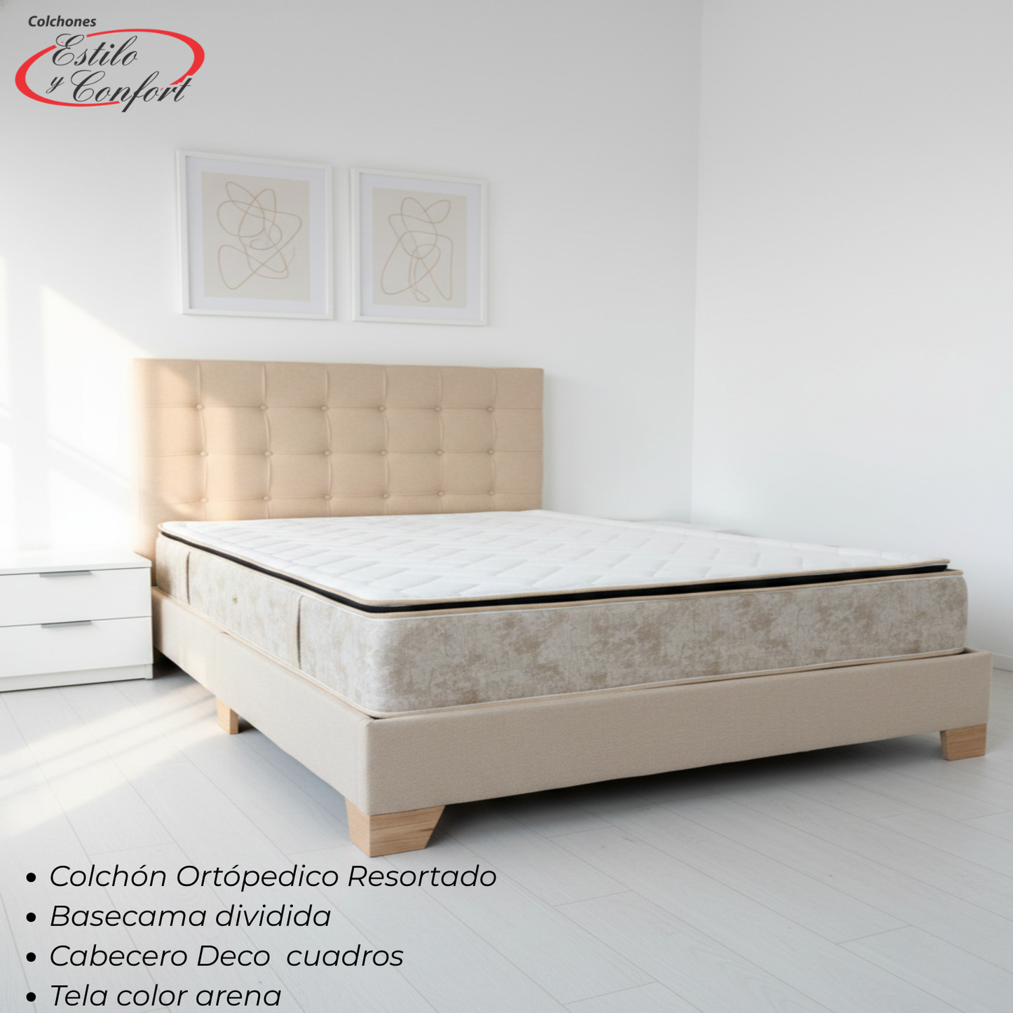 COMBO COLCHON CONFORT MAS BASECAMA Y CABECERO
