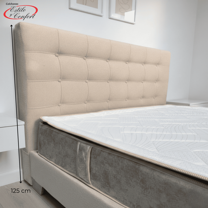 COMBO COLCHON CONFORT MAS BASECAMA Y CABECERO