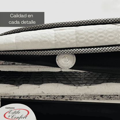 COMBO BASECAMA CON CABECERO MONACO  MAS COLCHON ONETOP  PARA MADERA