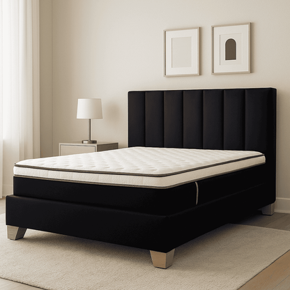 COMBO BASECAMA CON CABECERO MONACO  MAS COLCHON ONETOP  PARA MADERA